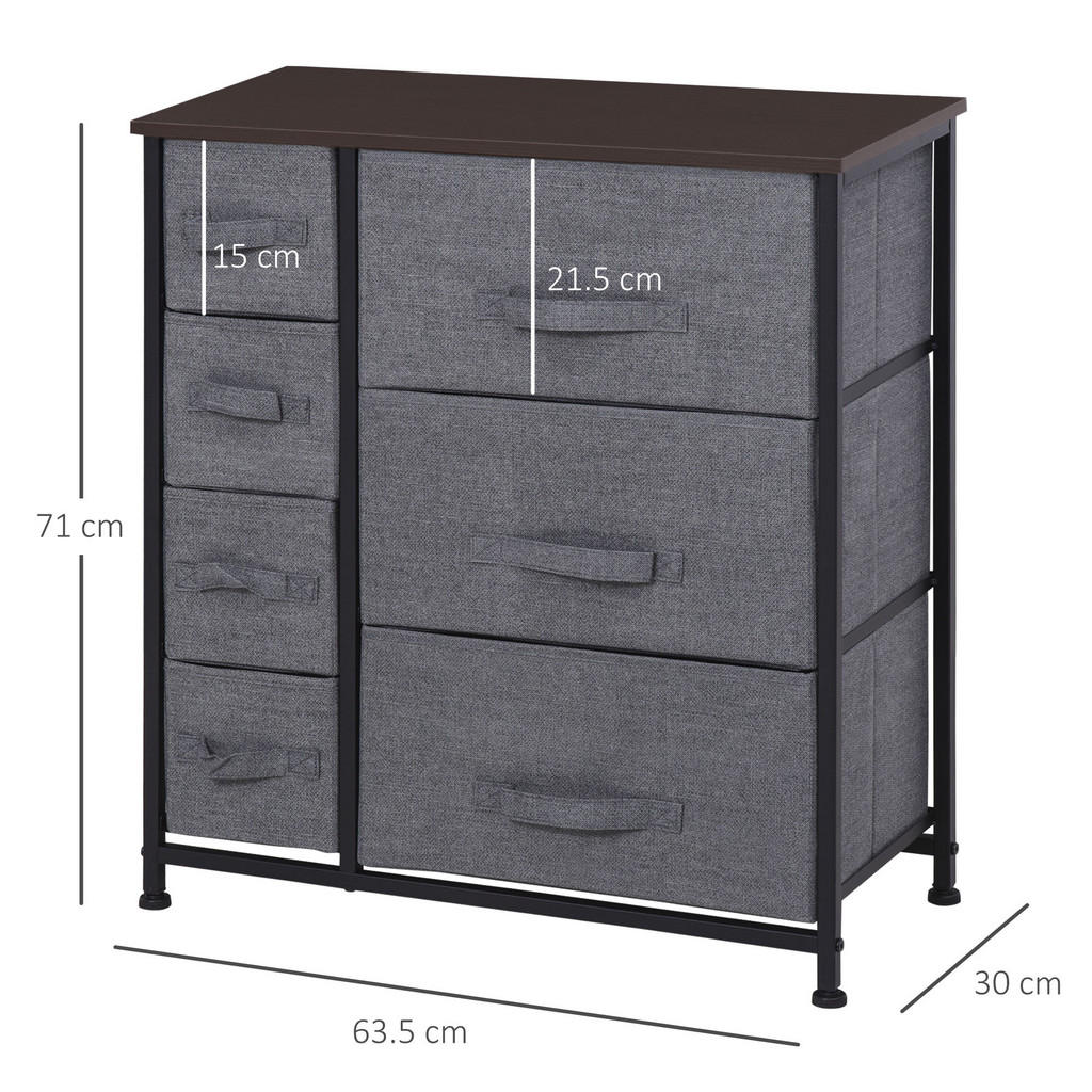 Thumbnail - Homcom Schubladenschrank,, Dunkelgrau, Metall, 30x71x63.5 cm, Wohnzimmer, Kommoden & Sideboards, Kommoden