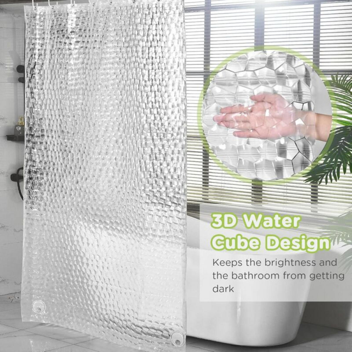 DUSCHVORHANG EVA schimmelresistent wasserdicht waschbar mit Ringen - Grau, Kunststoff (120/180cm) - MCBOSON