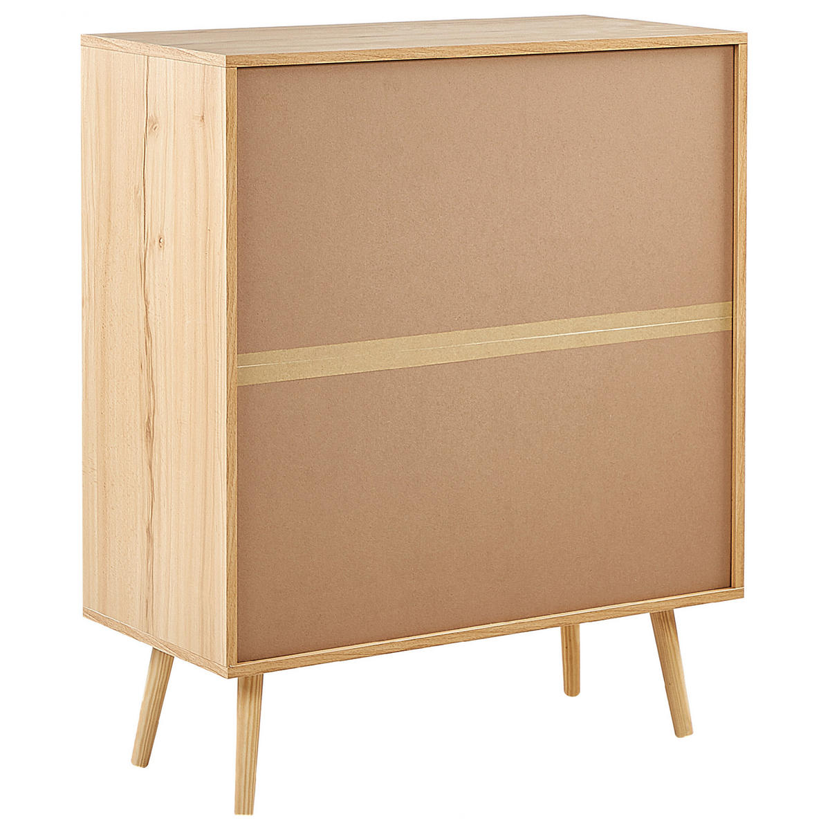KOMMODE 4 Schubladen Rattan Helles Holz Perote - Hellbraun/Goldfarben, Naturmaterialien (80/97/38cm) - Beliani