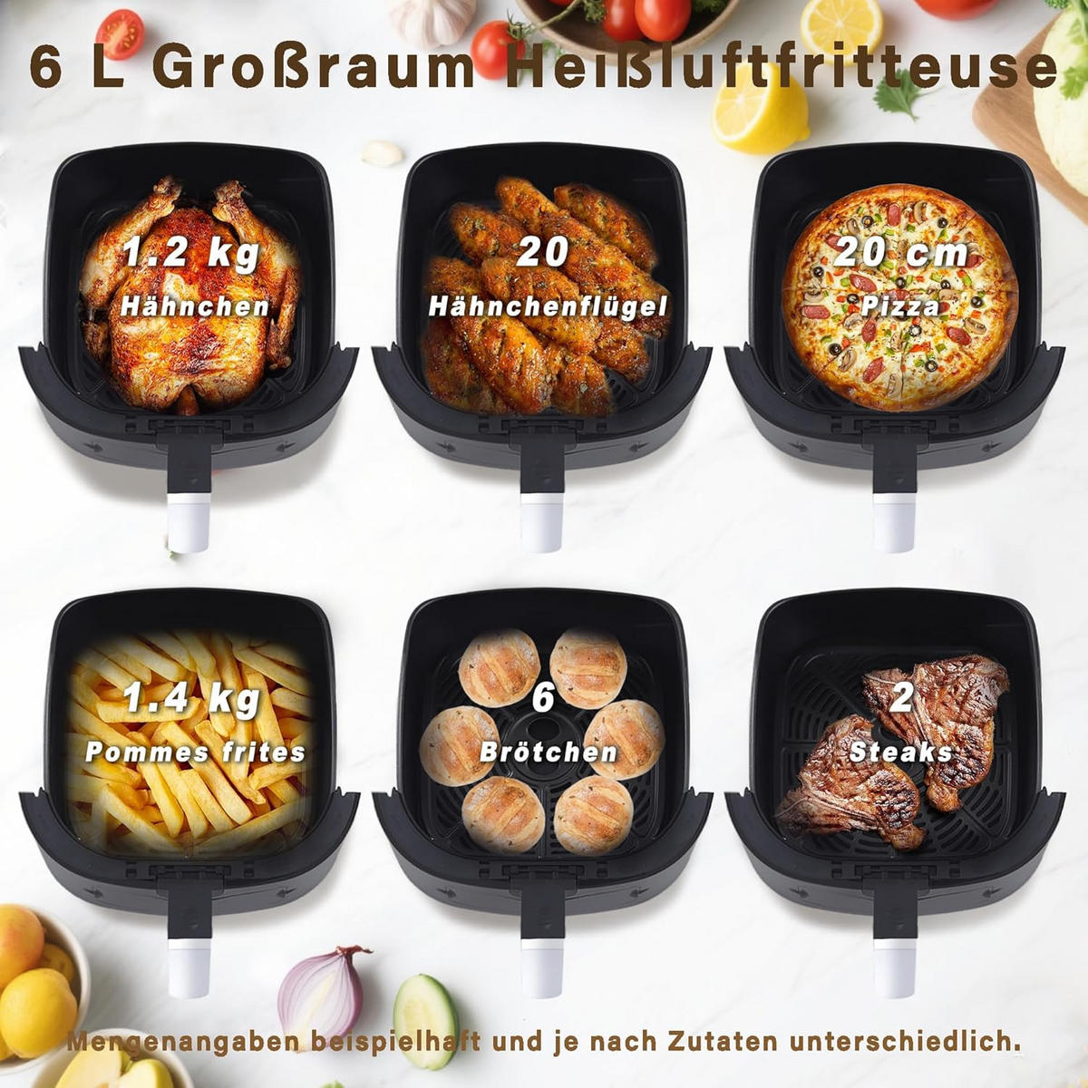 HEISSLUFTFRITTEUSE Aerochef 36.0/29.0/33.0 cm - Schwarz, Metall (29/33/36cm) - ZMH