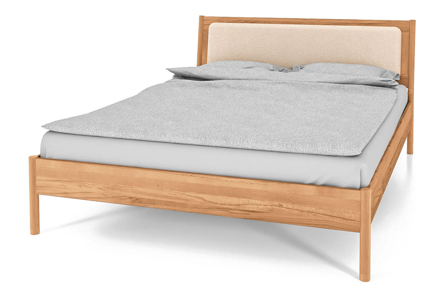 BETT MIT POLSTERKOPFTEIL INA 90x220 Kernbuche - Ecru, Holz (90/220cm) - byoak