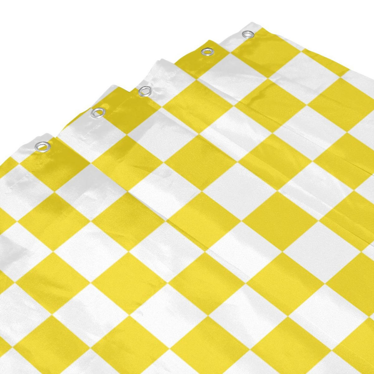 DUSCHVORHANG Gelb kariert Retro maschinenwaschbar fürs Badezimmer - Gelb, Textil (180/180cm) - MCBOSON