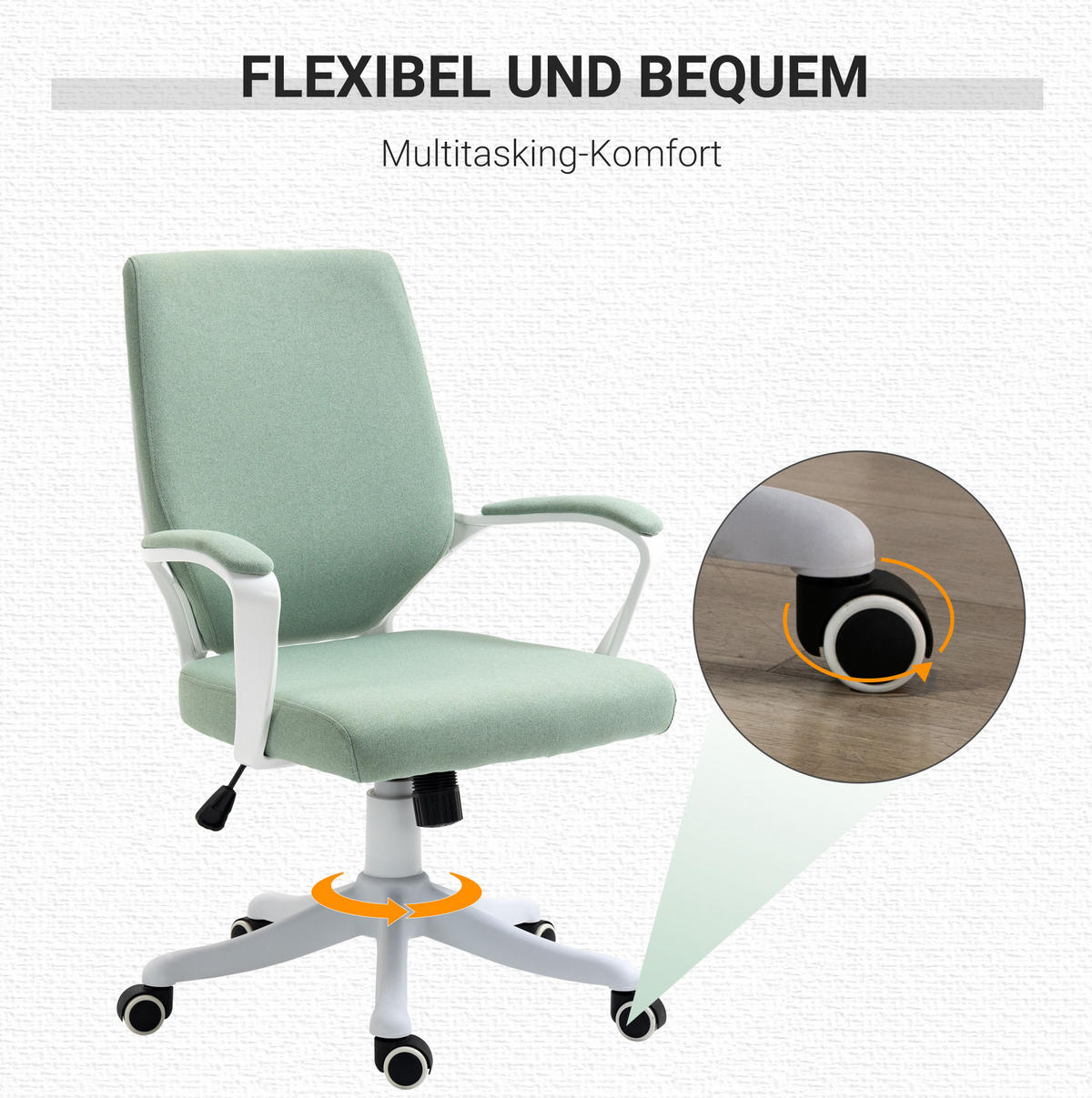 BÜROSTUHL in Grün 69x62x100 cm mit Höhenverstellung und Wippfunktion - Grün, Textil (62/100/69cm) - IVMEU
