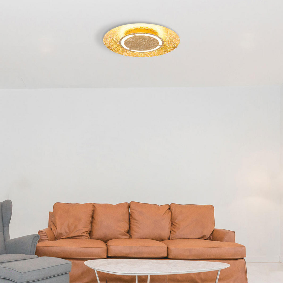 LED DECKENLEUCHTE TABEA Gold Weiß Patiniert - Goldfarben, Metall (50/50/8.5cm)