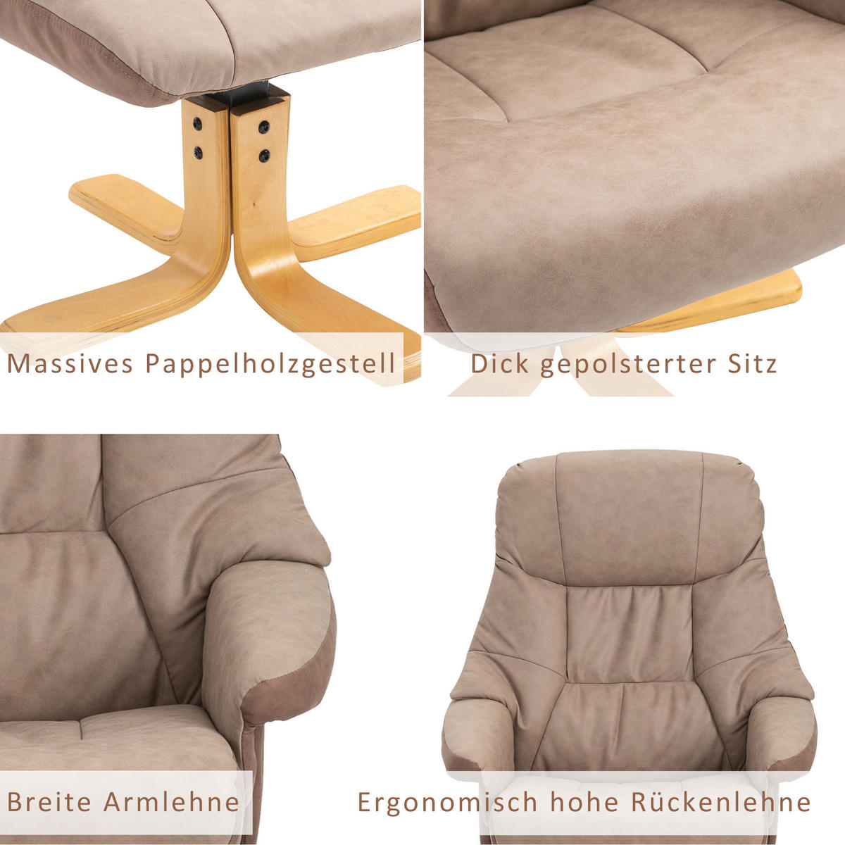 RELAXSESSEL, Fernsehsessel, Braun - Braun, Kunststoff (82.5/109/78cm) - HOMCOM