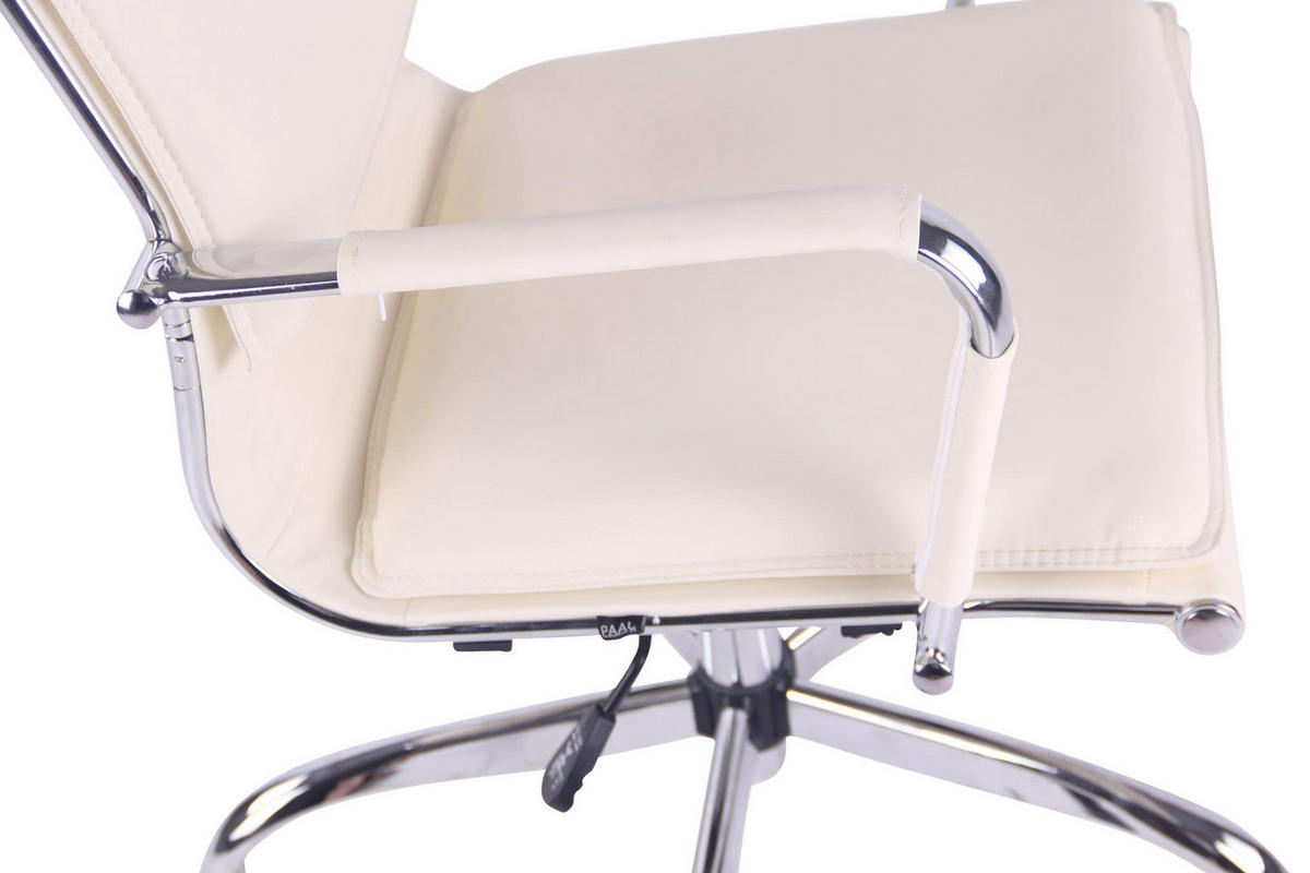 DREHSTUHL Lederlook creme - Chromfarben/Creme, Textil/Metall (58/110/63cm) - CLP