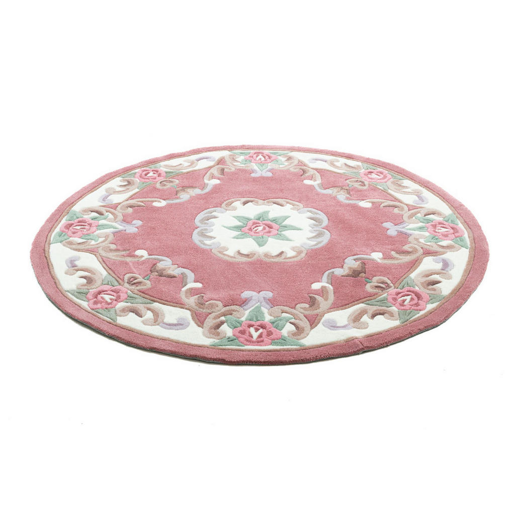 Thumbnail - Theko Handtuftteppich, Rosa, Textil, Floral, Rund, 190x190 cm, antistatisch, Teppiche & Böden, Teppiche, Hochflorteppich...