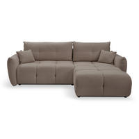 ECKSOFA MODA E Braun Geflochtener Stoff mit Schlaffunktion - Braun, Holz (257/177cm) - MASSENO