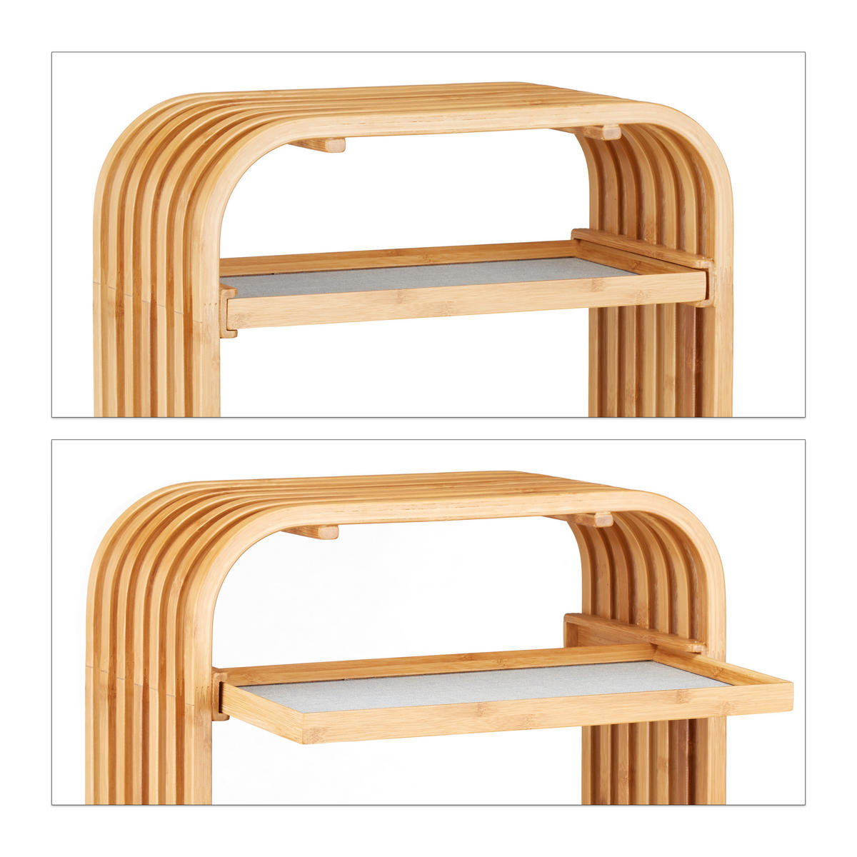 STOLIČKA - sivá, drevo/textil (41/45/19.5cm) - Relaxdays