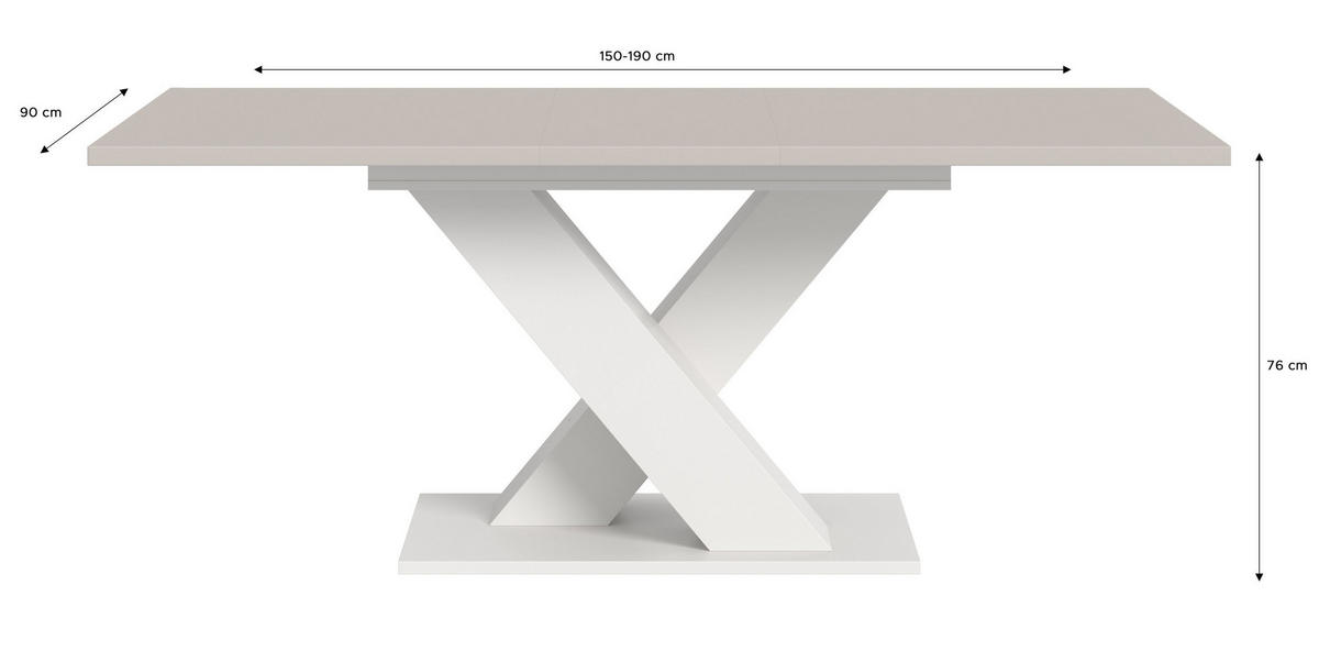 ESSTISCH MOTION (B/H/T: ca. 150/76/90 cm) in Weiß/Kaschmir - Weiß, Holzwerkstoff (90/150/76cm)