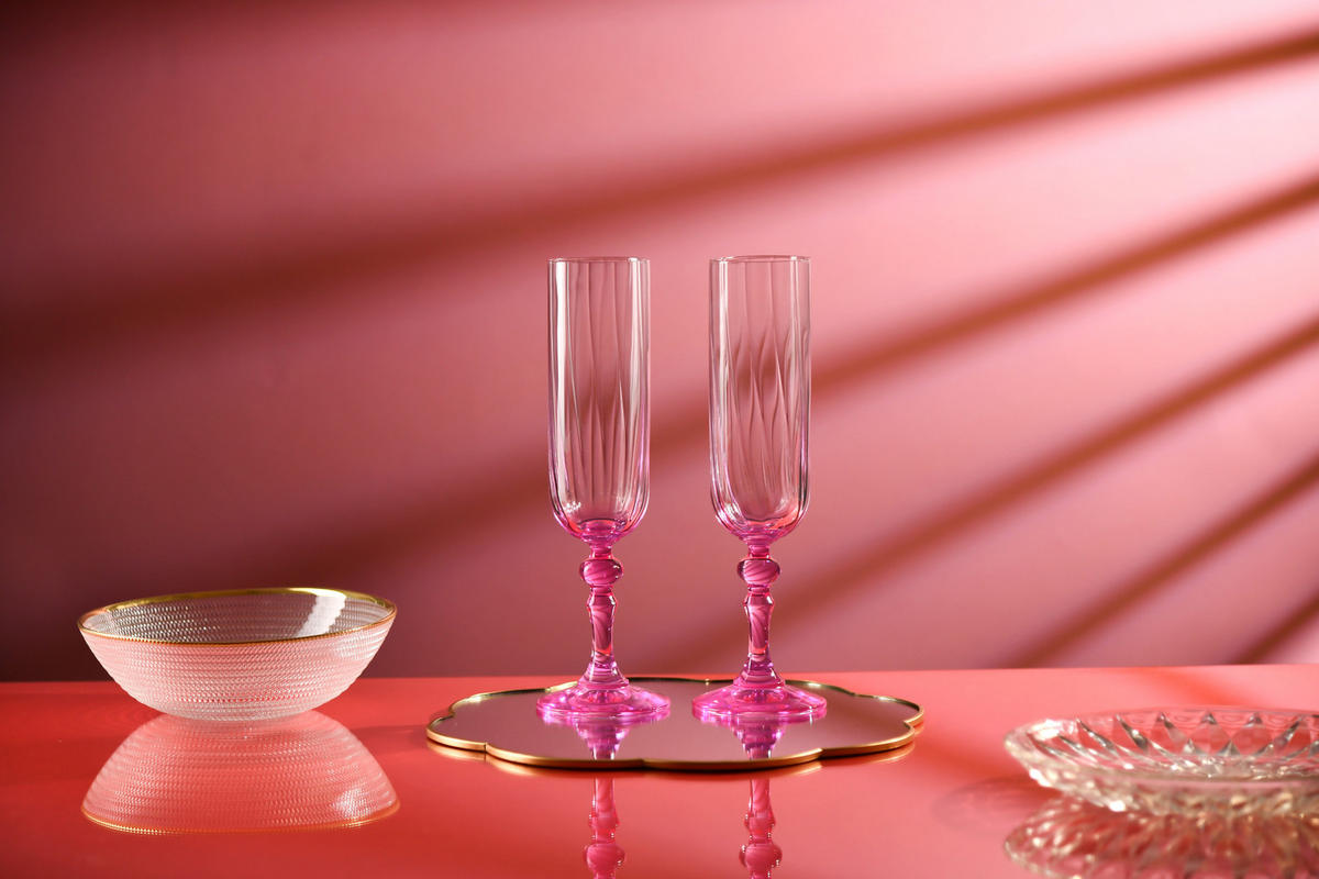 SEKTGLÄSER, 2er-Set, 200 ml - Pink, Glas (0.2L) - Krosno Glass