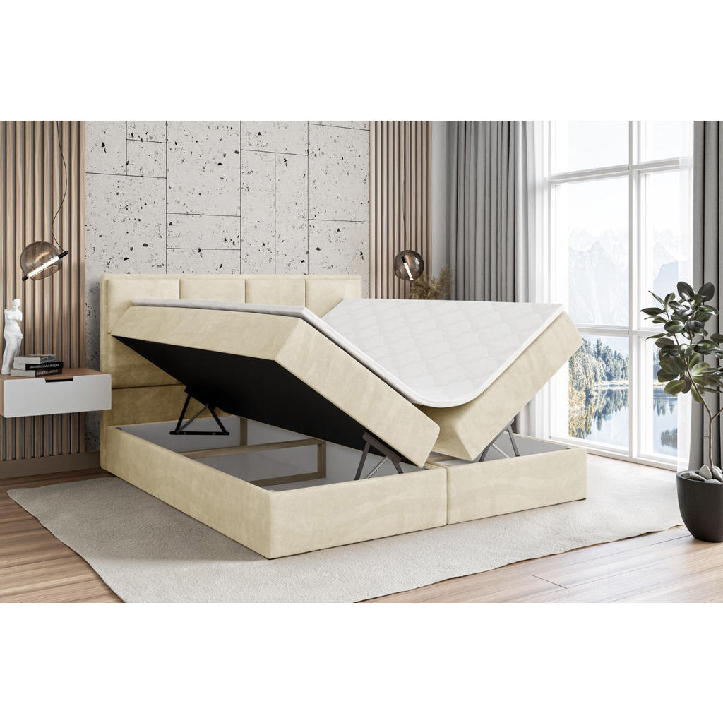 Thumbnail - Altdecor Boxbett, Beige, Holzwerkstoff, Höhe ca. 21 cm, 120x200 cm, Schlafzimmer, Betten, Boxspringbetten