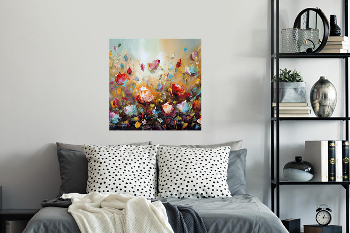 WANDTATTOO Blumen - Kunst - Natur - Ölgemälde 50x50 cm - Multicolor, Kunststoff (50/50/0.1cm) - MuchoWow