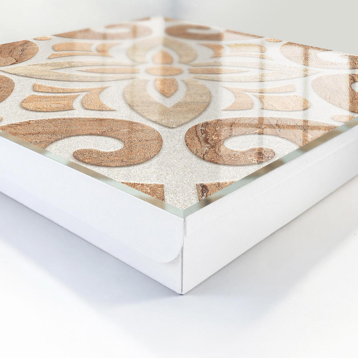 SCHLÜSSELBOX Weiß 30x30 cm – Türöffnung nach rechts - Beige Eleganz - Beige, Metall (30/30/5cm) - TULUP