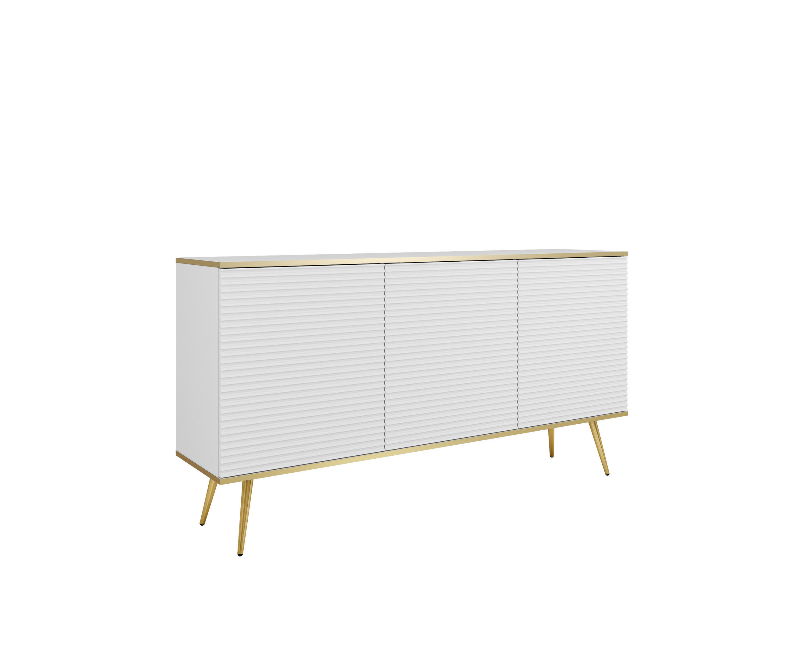 SIDEBOARD: weiß mit goldenen Beinen, 160 x 85 x 39 - Weiß, Holzwerkstoff (160/85/39cm) - 3XE LIVING