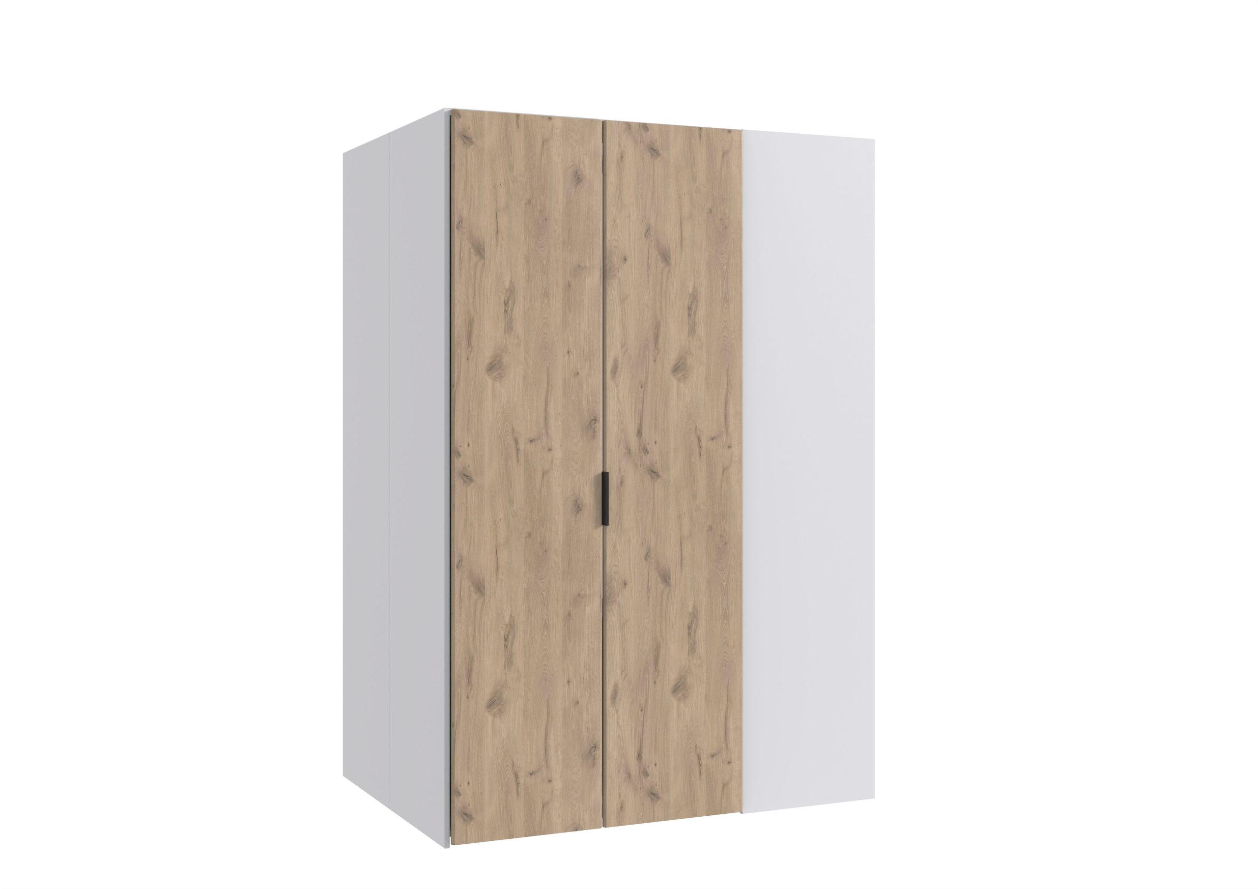KLEIDERSCHRANK Norderney in Viking Oak und Weiß – begehbarer Eckkleiderschrank 90cm Tiefe - Braun, Holzwerkstoff (135/197/97cm)