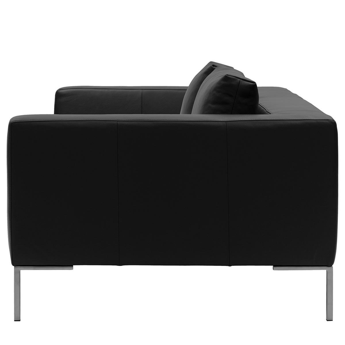 2-SITZER - Chromfarben/Schwarz, Leder/Metall (174/81/105cm) - home24