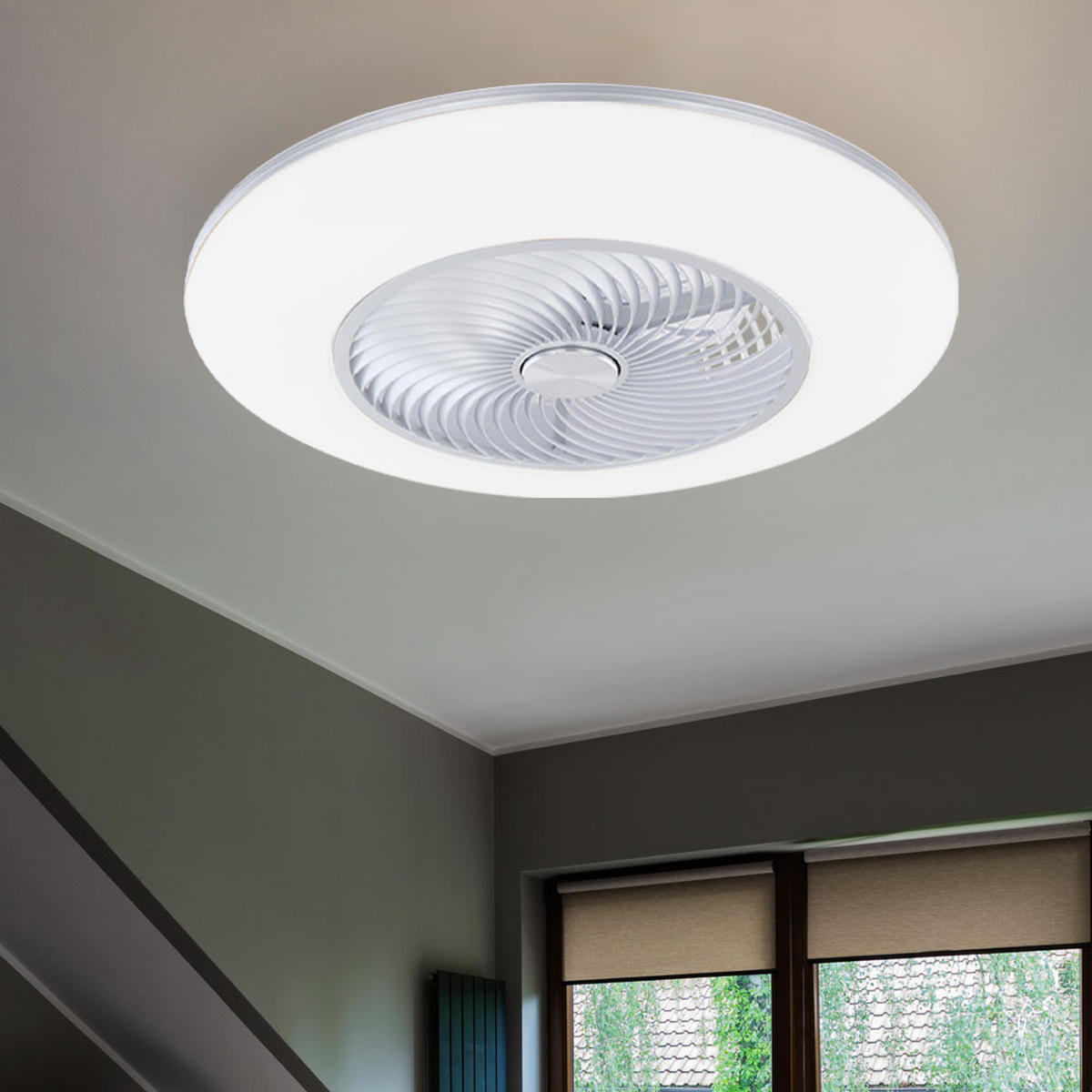LED DECKENLEUCHTE Ventilator Weiß Opal - Weiß, Metall (58/58/22cm) - Globo Lighting