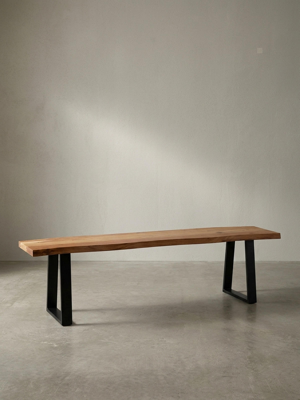 ESSZIMMERBANK Massivholz Metall Baumkante ohne Lehne, Akazie 140x40x46 cm - Schwarz/Braun, Holz/Metall (140/46/40cm) - KADIMA DESIGN