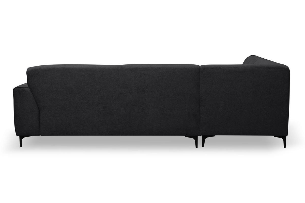 ECKSOFA Mula in L-Form, Coach Farbe: Schwarz, Velourstoff, Ottomane Links - Schwarz, Textil (210/274cm) - VENASI MÖBEL
