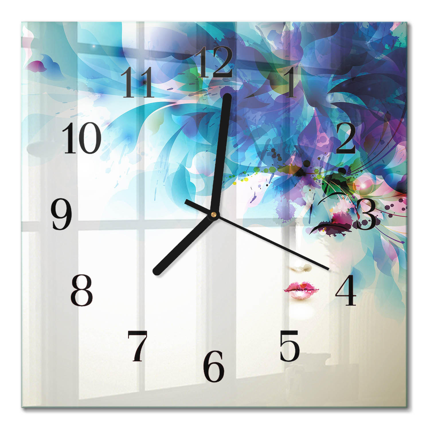 WANDUHR 30x30 cm - Abstraktion - Blau, Glas (30/30/0.4cm) - TULUP