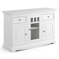 KOMMODE Belluno Elegante Kiefer weiß (RAL9010) lackiert 130 / 44 / 85cm - Weiß, Holz/Metall (130/85/44cm) - Feldmann-Wohnen