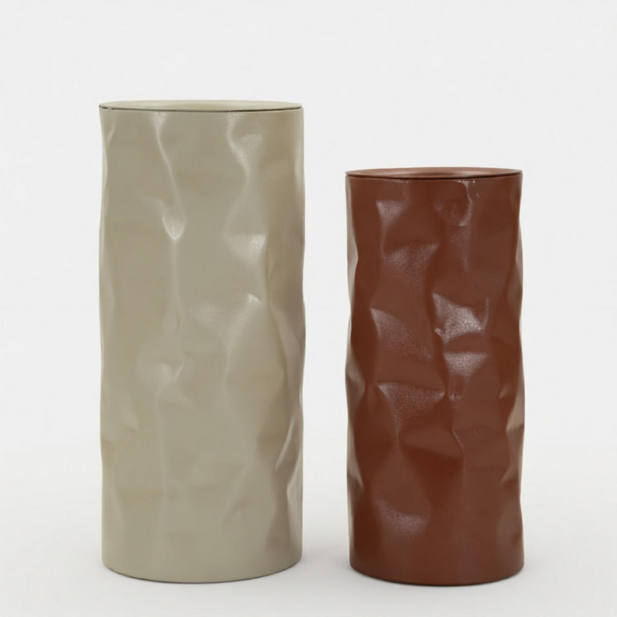 BEISTELLTISCHE IM 2ER-SET Norimberga, rot und weiß, Metall, Höhen 70 und 60 cm - Rot/Weiß, Metall (30/30/70cm) - Mauro Ferretti