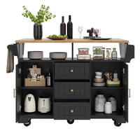 KÜCHENINSEL 120/40/95 cm schwarz aus MDF/Metall klappbar - Schwarz, Holzwerkstoff (120/95/40cm) - OKWISH