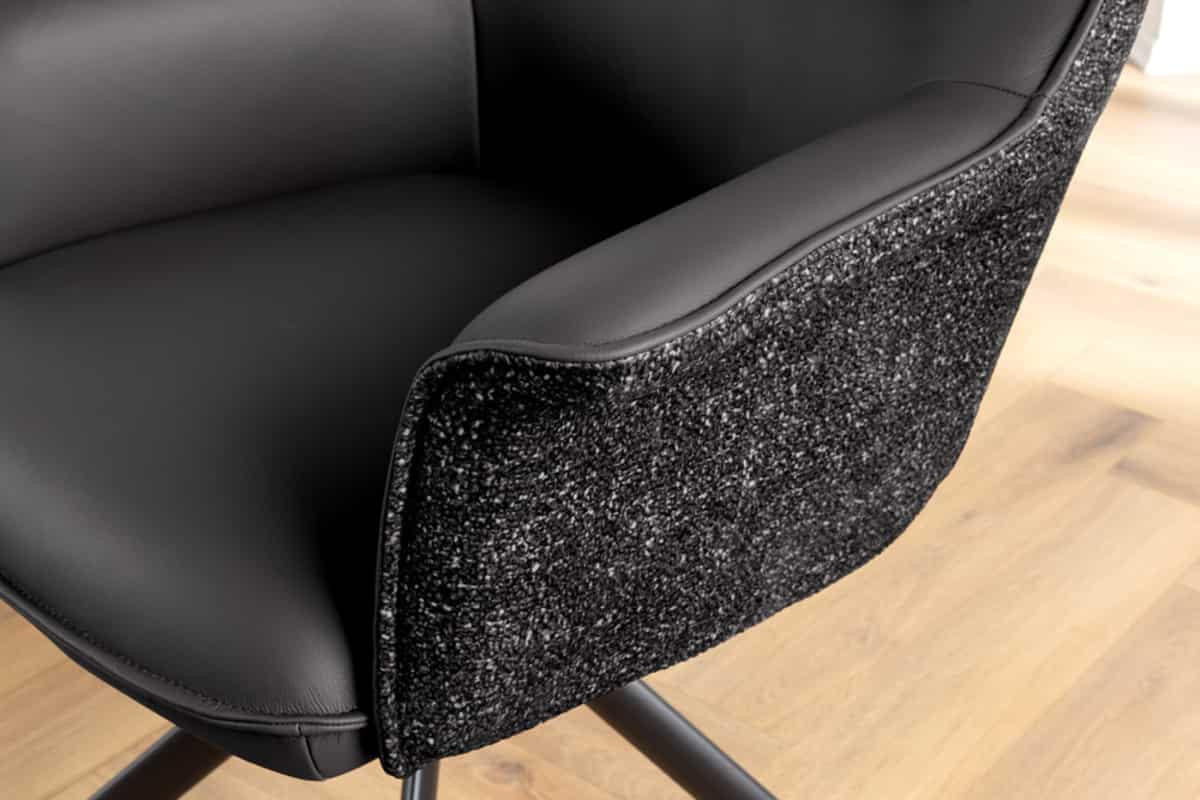 STUHL LE GRAND Strukturstoff Schwarz 90 cm - Schwarz, Leder/Textil (68/87/68cm) - riess-ambiente