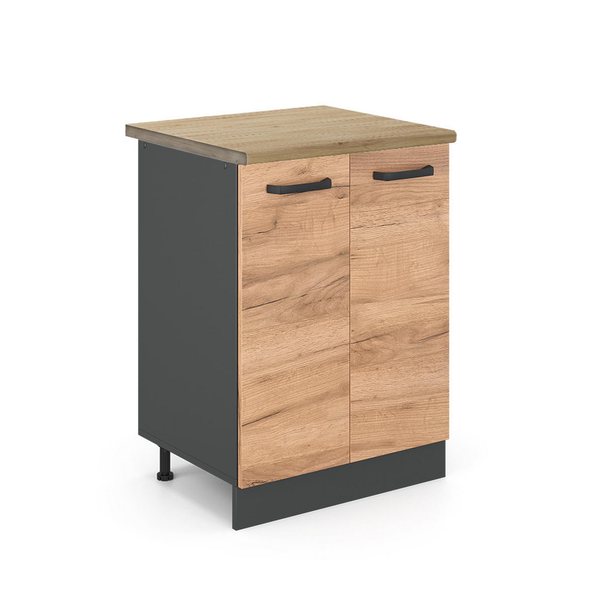 KÜCHENUNTERSCHRANK R-Line Goldkraft Eiche 60 cm, AP Eiche - Honigeiche/Anthrazit, Holzwerkstoff (60/81.6/60cm) - Vicco