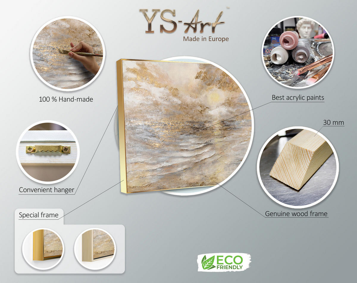 GEMÄLDE Meeresleuchten Schattenfugenrahmen Beige 140x100 cm - Beige, Holz (140/100cm) - YS-art gallery