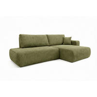 ECKSOFA Mit Schlaffunktion Und Bettkasten, Cordstoff Poso, Olive, Rechts, OPEN XL - Olivgrün, Holz (262/145cm) - Kaiser Möbel