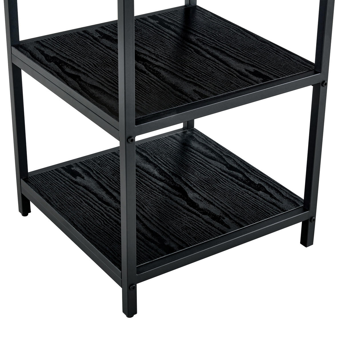 ESSTISCH 107/107/75 cm schwarz aus MDF und Metall mit 2 offenen Ablagen - Schwarz, Holzwerkstoff (107/107/75cm) - OKWISH