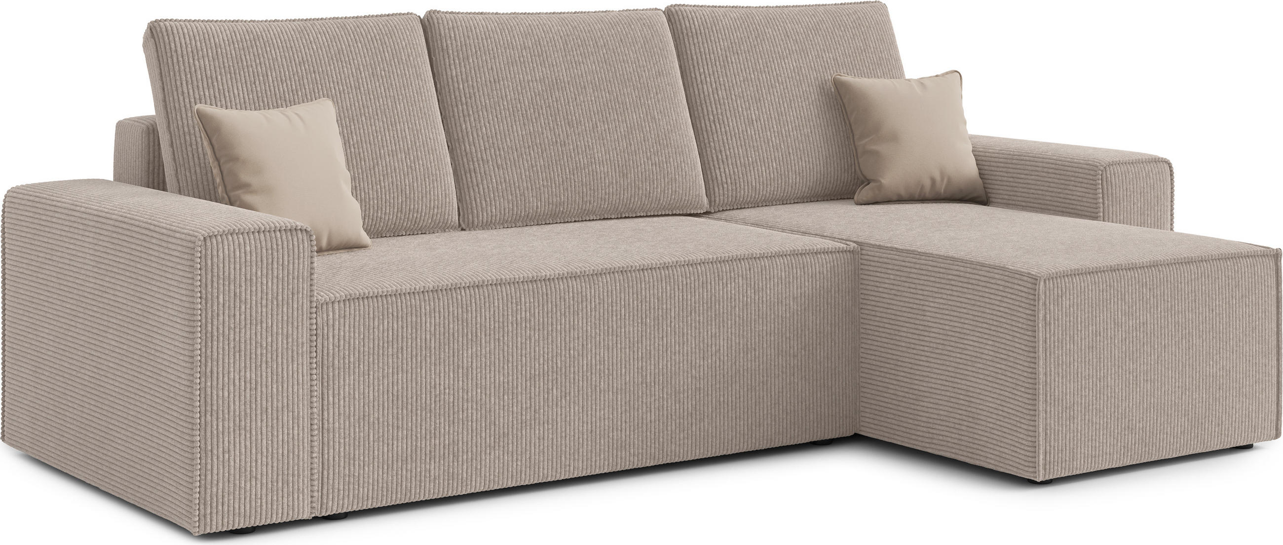 ECKSOFA L Form Talaton Creme 246/149/87 cm – mit Schlaffunktion und Bettkasten - Creme/Schwarz, Kunststoff/Textil (246/149cm) - AX Living