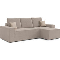 ECKSOFA L Form Talaton Creme 246/149/87 cm – mit Schlaffunktion und Bettkasten - Creme/Schwarz, Kunststoff/Textil (246/149cm) - AX Living