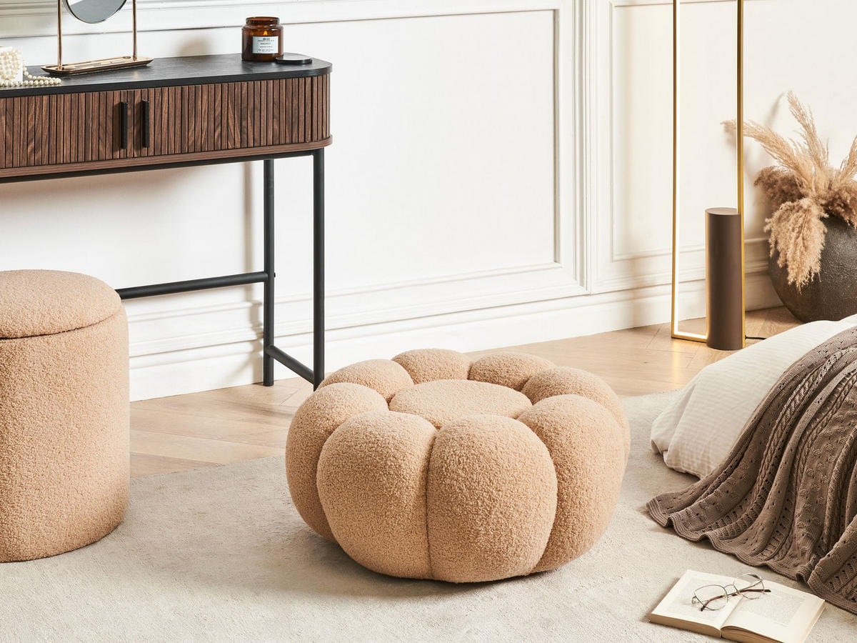 POUF Hellbraun Beaufort - Hellbraun, Textil (60/27/60cm) - Beliani