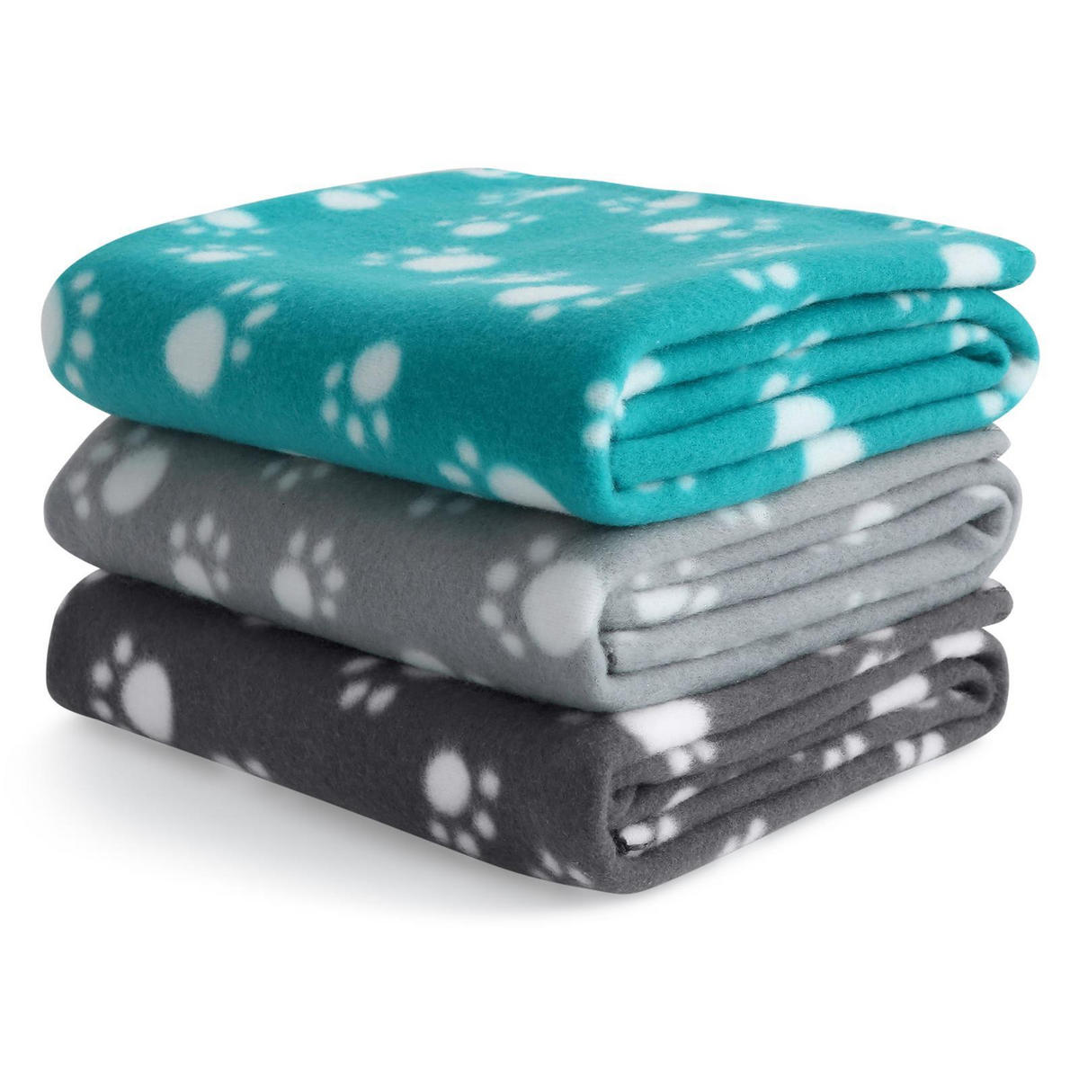 KUSCHELDECKE 3er Set Fleecedecke dunkelgrau grau türkis 70/100 cm - Grau, Textil (70/100cm) - wometo