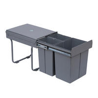 MÜLLTRENNSYSTEM Grau Ausziehbar Soft-Close 40L - Grau, Kunststoff (48/41.8/34.2cm) - PANGIVO