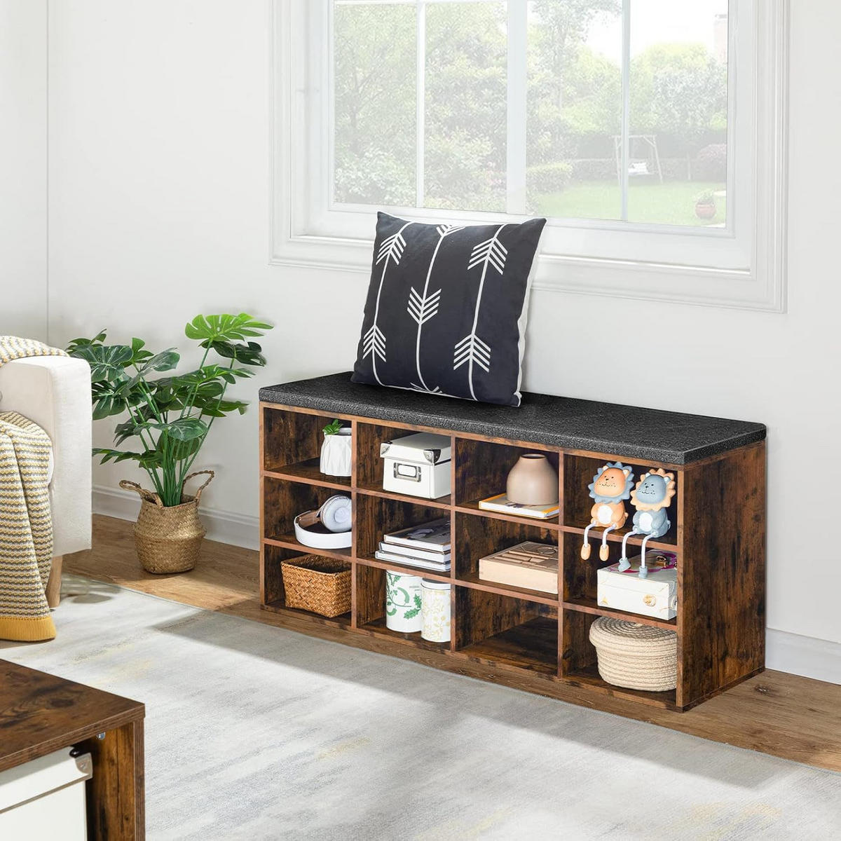 WANDGARDEROBE Braun mit Schuhschrank und 9 Haken - Braun, Holzwerkstoff (100/48/30cm) - Hoobro