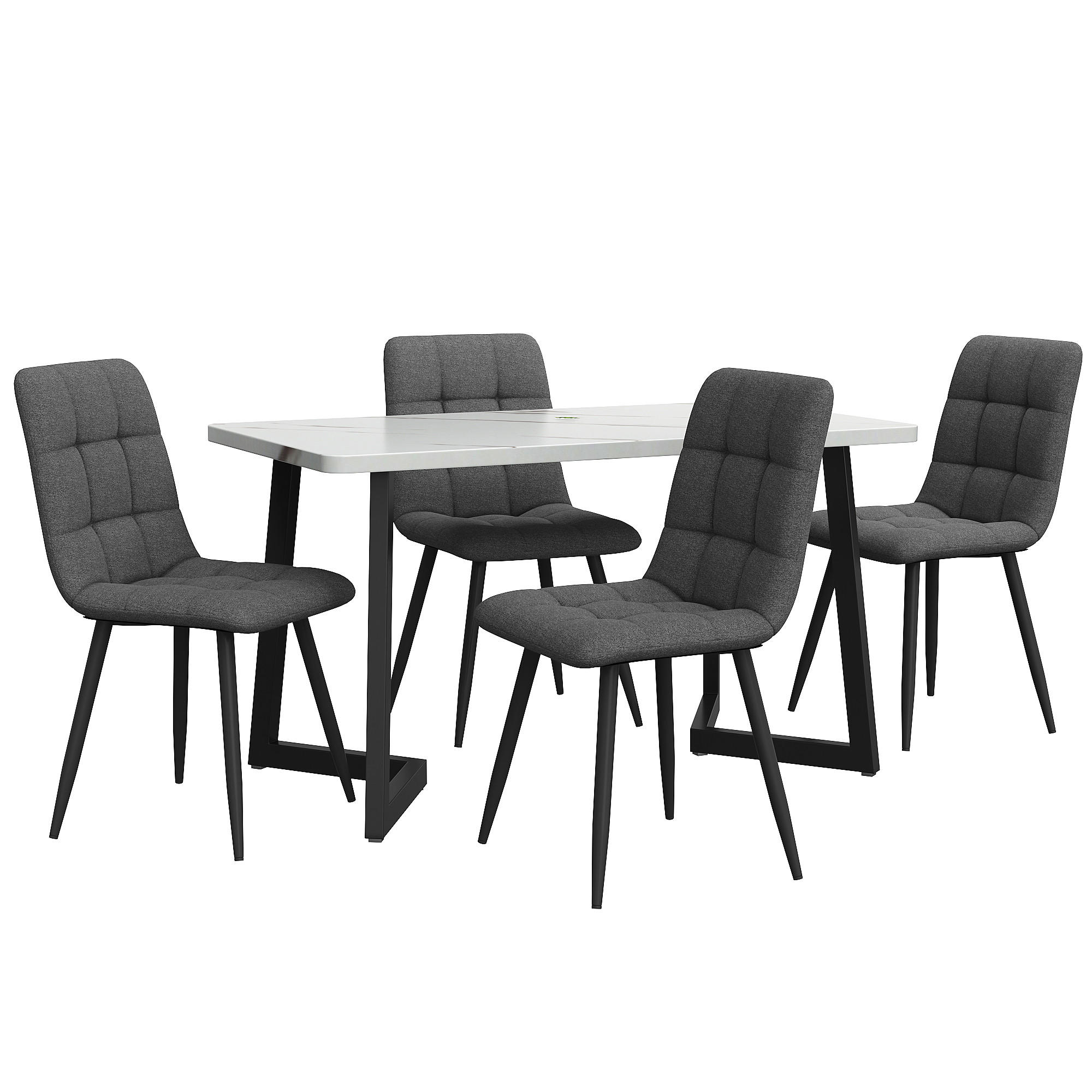 ESSGRUPPE DE-39010 117/68 cm Tisch mit 4 Stühlen Grau/Schwarz - Schwarz, Holzwerkstoff (117/75/68cm) - ComfortXL
