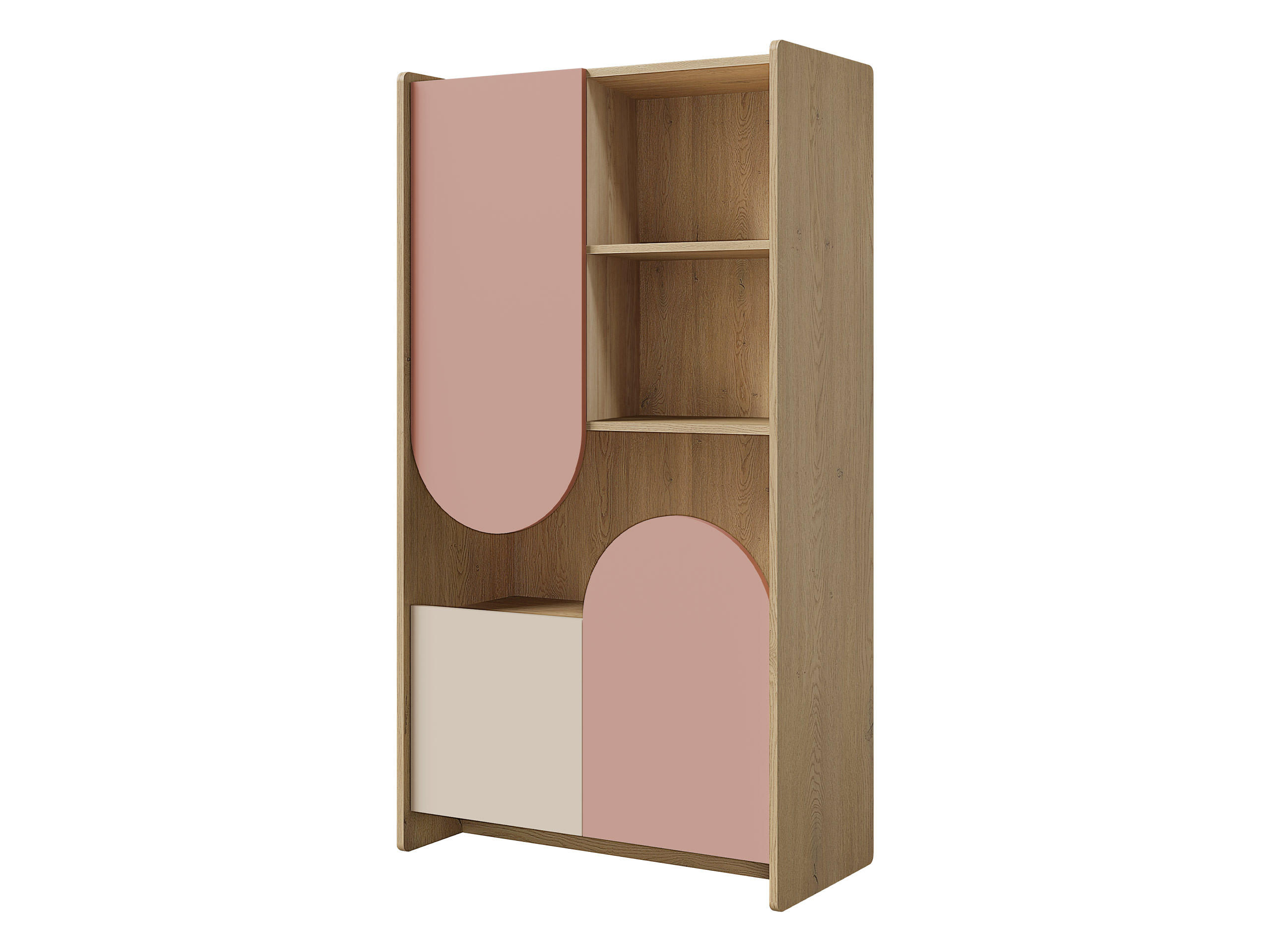 KINDERREGAL Lexi 3D 07 - Eichefarben/Rosa, Holzwerkstoff (84/151/40cm) - MIRJAN24