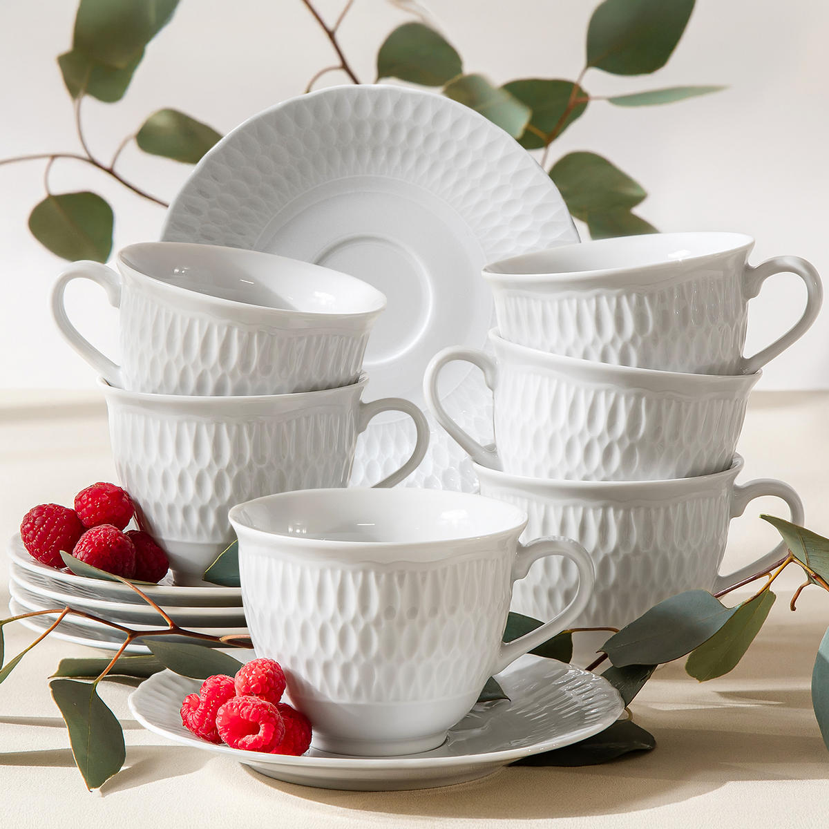 TASSEN-SET CMIELOW SOFIA 6-tlg aus Porzellan - Weiß, Keramik (0.25L) - KONSIMO®