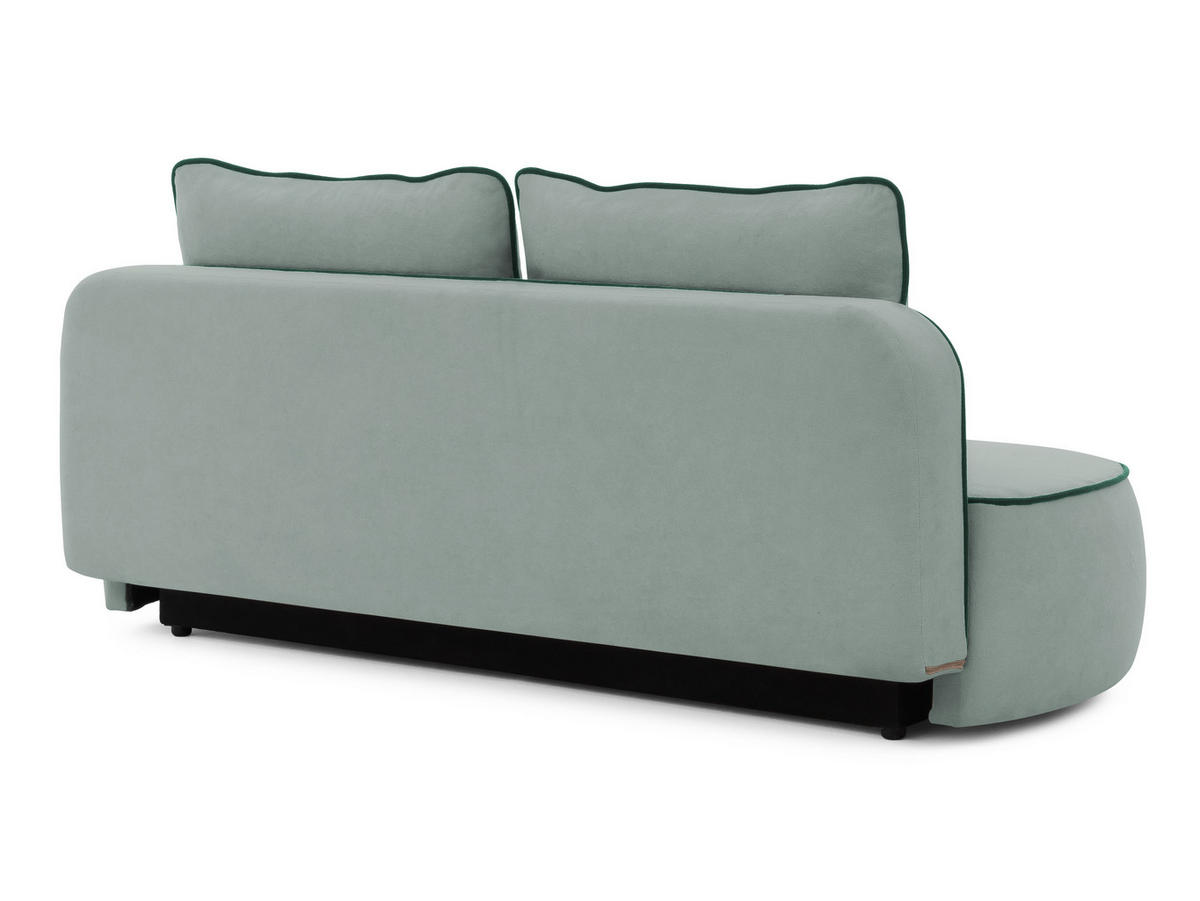 KINDERSOFA Vero im modernen und abgerundeten Design mit Schlaffunktion und Bettkasten aus Blaugrau Plüschstoff mit petrolfarbener Paspel - Blaugrau/Schwarz, Holz/Kunststoff (210/90/98cm) - S-Style Möbel