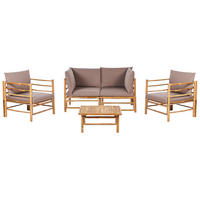 LOUNGE SET 4-Sitzer Bambusholz hellbraun 3-teilig Auflagen taupe Cerreto - Taupe, Holz - Beliani