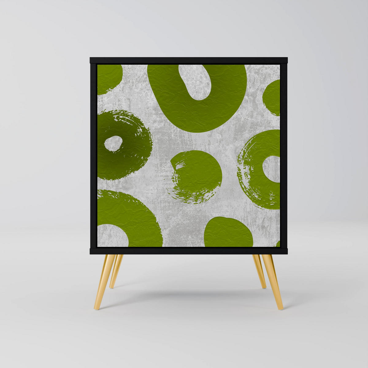 SIDEBOARD GREEN RHAPSODY, Schwarz, 57,5x42x70,5 cm, Schwarze Metall-Sternfüße - Multicolor/Schwarz, Holzwerkstoff/Metall (57.5/70.5/42cm) - SpaceRebels