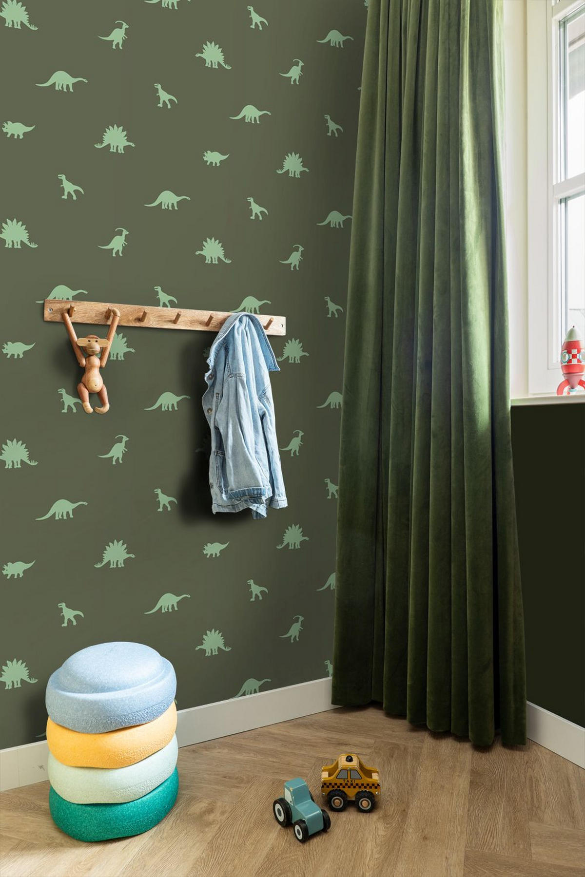TAPETE Dinosaurier 50 x 900 cm - Grün, Papier (50/0.1cm) - ESTAhome