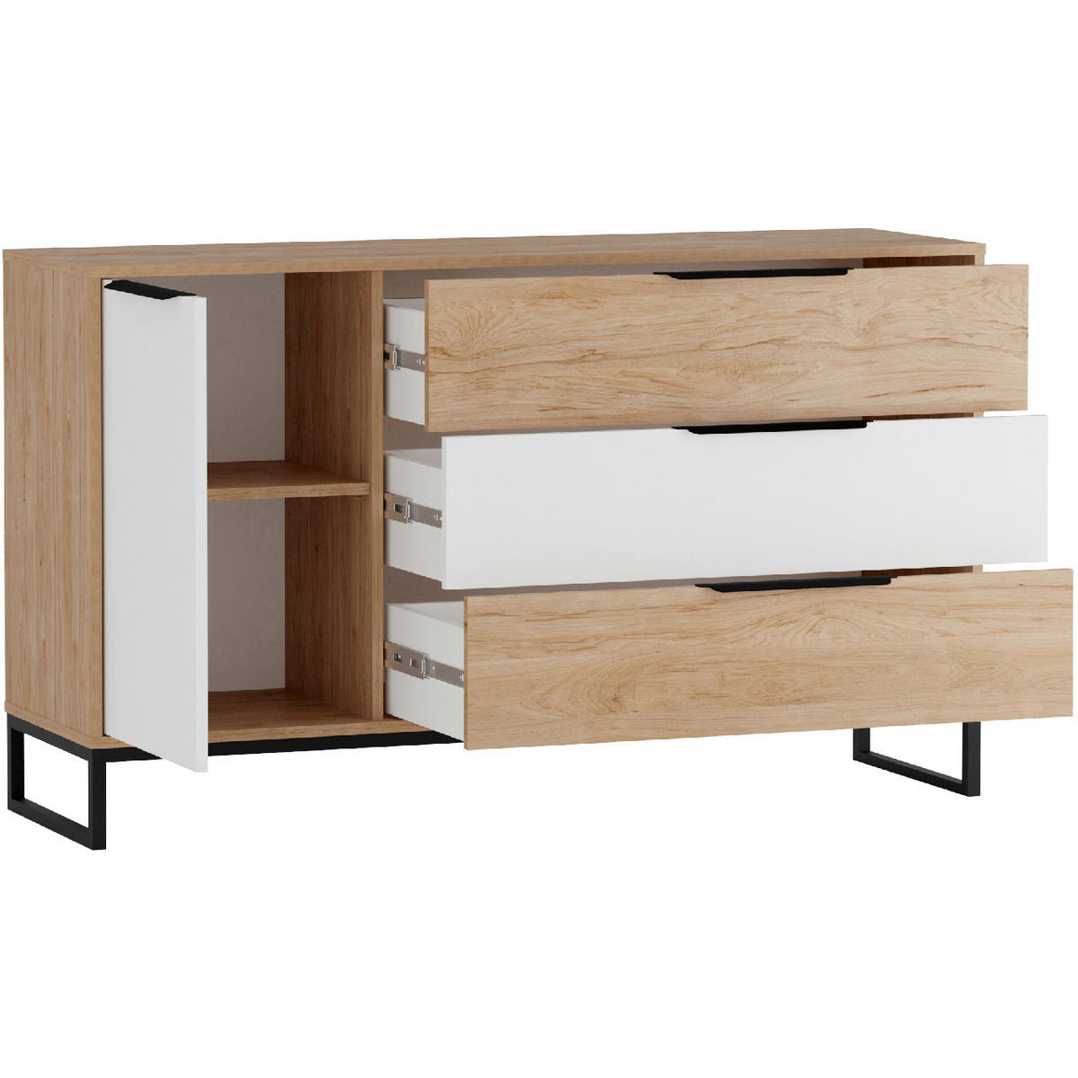 KOMMODE LANDRE 02 - Schwarz/Braun, Holzwerkstoff (135/80/60cm)