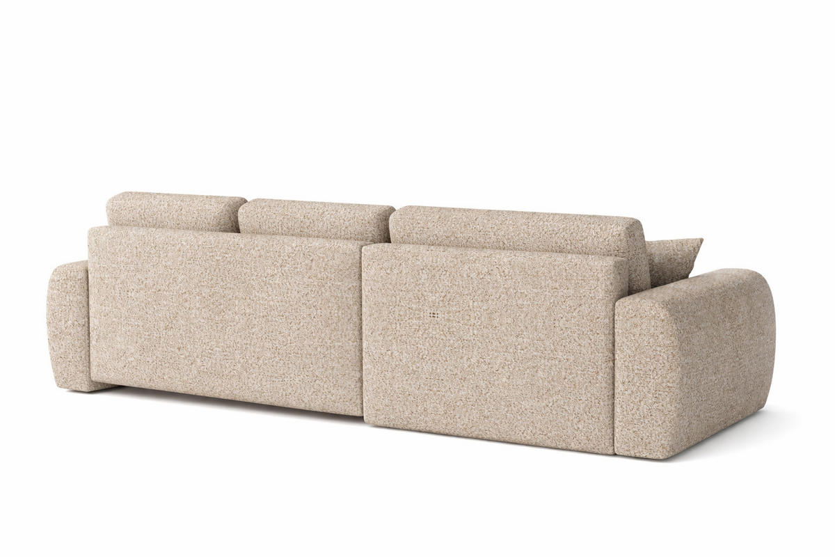 ECKSOFA Mit Schlaffunktion Und Bettkasten L-Form Ivo L, Chenille-Stoff Artico, Beige, Rechts - Sandfarben, Holz (250/142cm) - Kaiser Möbel