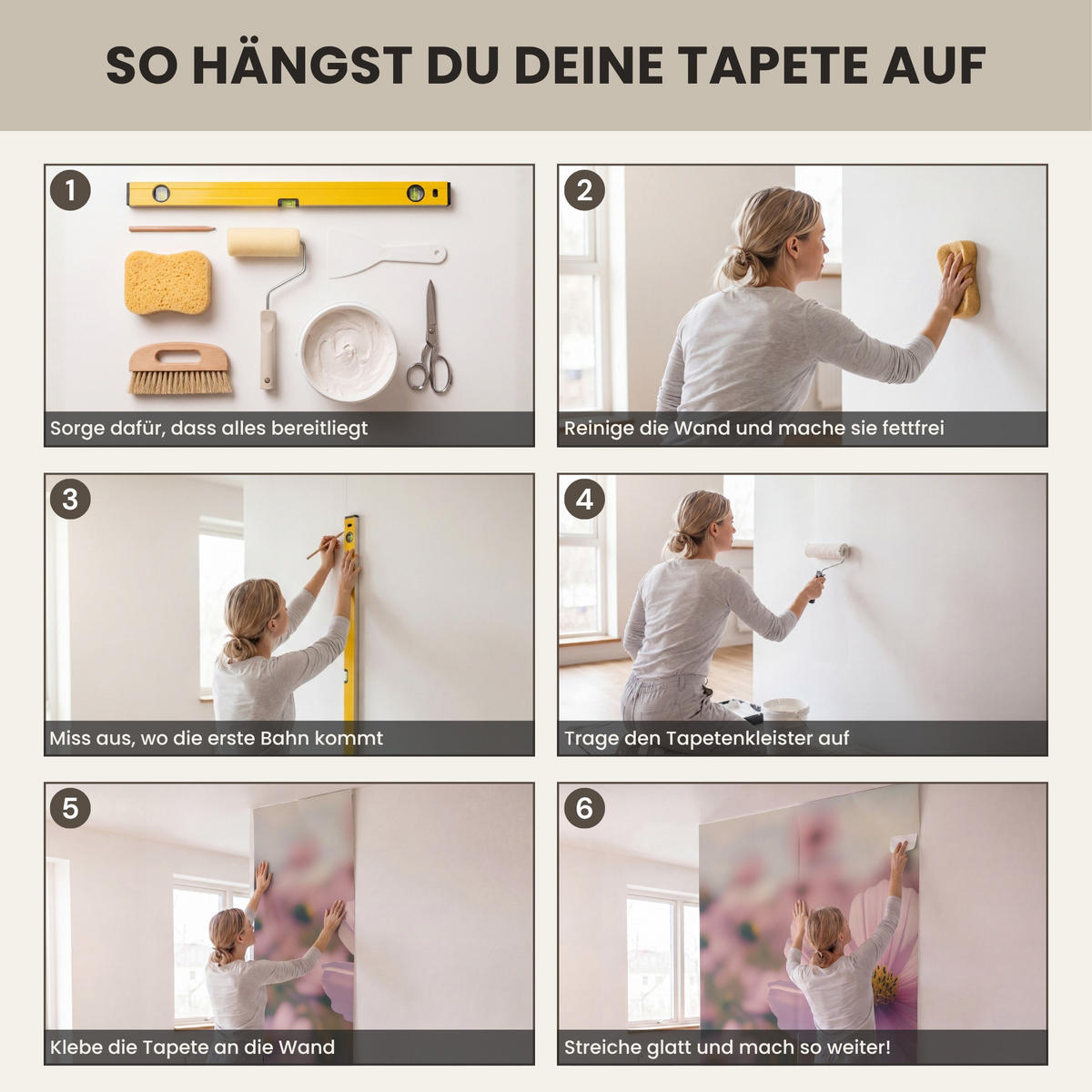 TAPETE - Blumen - Lila - Unscharf - 260x240 cm - Rosa, Papier (260/240cm) - OnlyWow