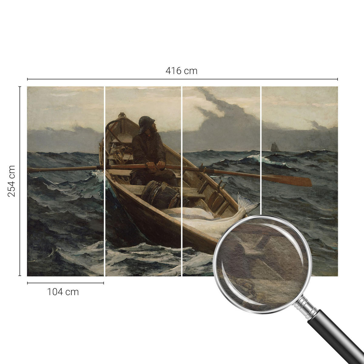FOTOTAPETE 416x254 cm - Fischer auf See - Grau, Textil (416/254cm) - Wallfluent